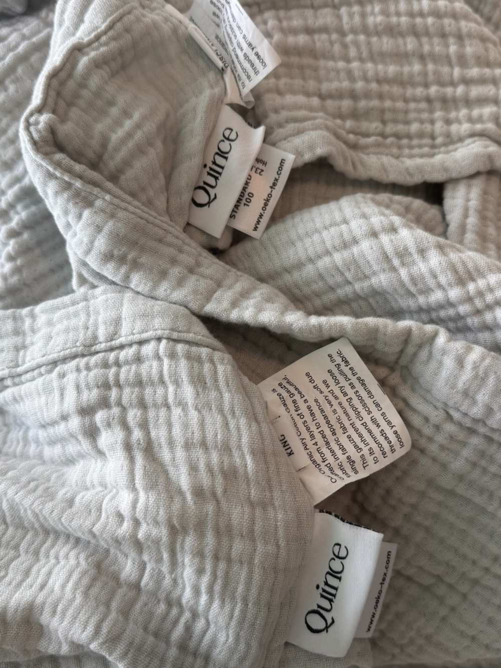 Quince Organic Cotton Gauze Blanket King/Cal King Mist !!SET!! - Picture 7 of 10